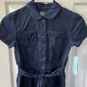 Navy blue dress with buttons and tie - size 10 - NWT